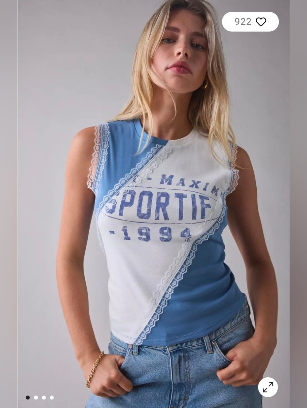 Urban Outfitters Sportif Graphic Lace Trim Patchwork Tank Top Size Large